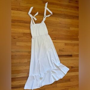 White Flowy Midi Dress